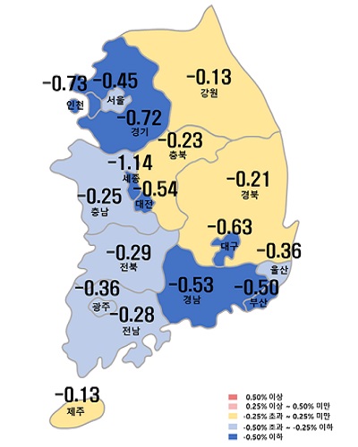슬롯머신 무료게임 이벤트이 발표한 1월 둘째 주(12일 기준) 시도별 아파트 매매가격지수 변동률. 사진. 슬롯머신 무료게임 이벤트